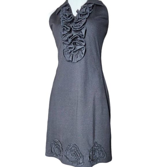 Samuel Dong Ruffle Neck Rosetta Detailed Sleeveless Dress size Medium - Picture 1 of 9